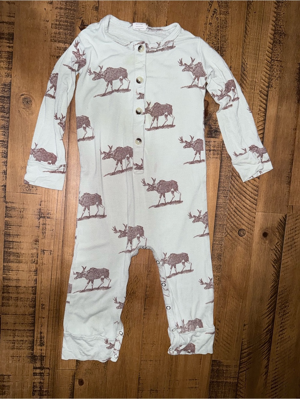 Kate Quinn Moose Print Blue 18-24 months One-Piece Romper